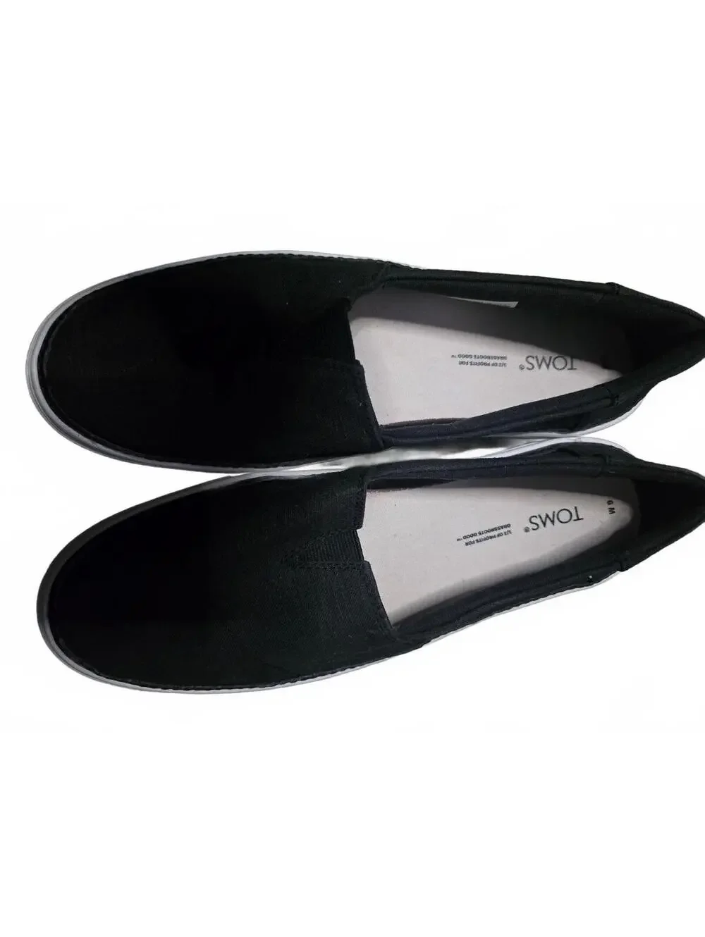 TOMS Black Canvas Slip-On Shoes Women’s Size 9 M White Rubber Sole